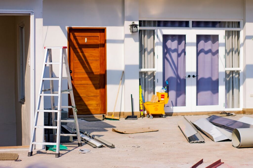 Home under renovation with tools and materials